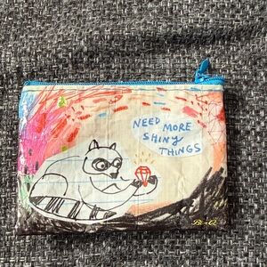 Blue Q Colorful Zipper Pouch with Raccoon Design